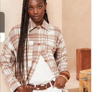 Banana Republic Petite Cozy Plaid Shirt Coat